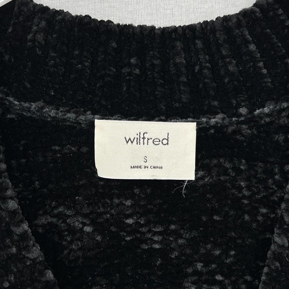 ARITZIA WILFRED Sweater Womens Small Black Chenille V-neck Chunky Oversized - Picture 6 of 11